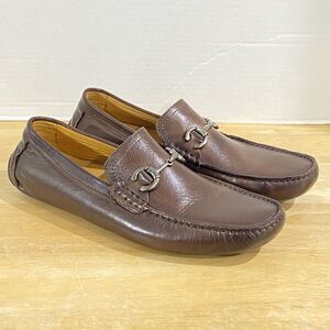 Saks Fifth Avenue BROWN Leather 9.5 Moc Slip On Driving Loafer BRAZIL Moccasin